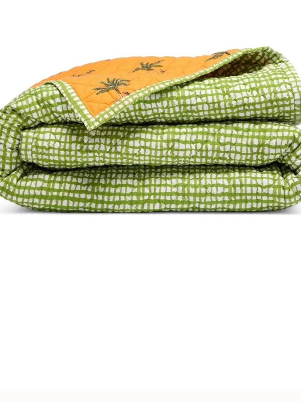 Coniglio Palm Beach cotton Orange Palm-Print gingham Quilted Bedding TWIN - Picture 2 of 9